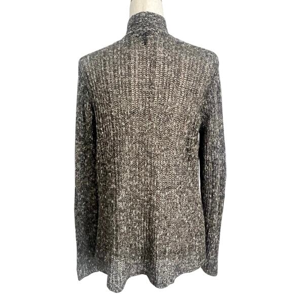 Eileen Fisher Open Front Italian Yarn Cardigan Women’s Sz M Black White Marled - Picture 4 of 6